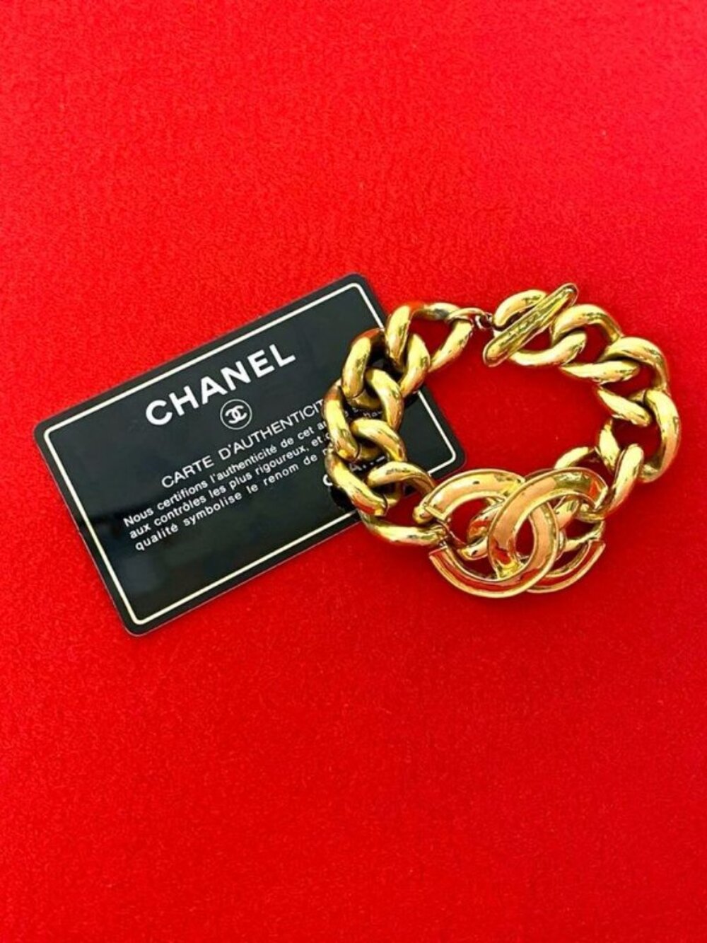 Chanel Coco Mark Motif GP Chain Bracelet Bangle Accessory Gold 94P